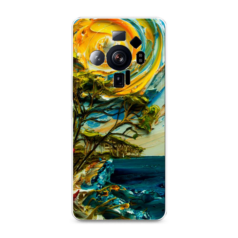 

Чехол на Xiaomi 12S Ultra "Солнце живопись", Желтый;синий, 314550-4