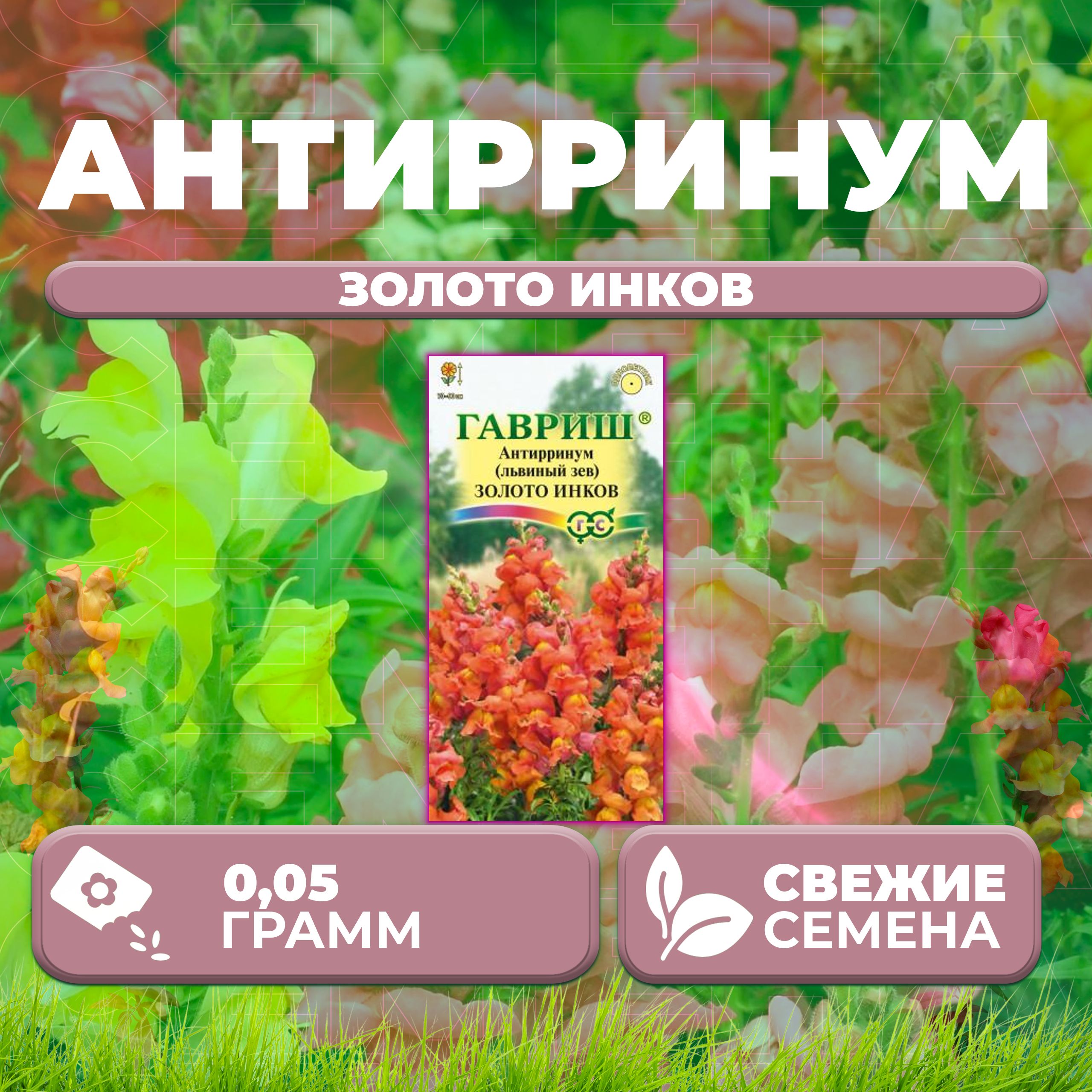 

Семена Антирринум (Львиный зев) Золото инков, 0,05г, Гавриш, Цветочная коллекция (1 уп)