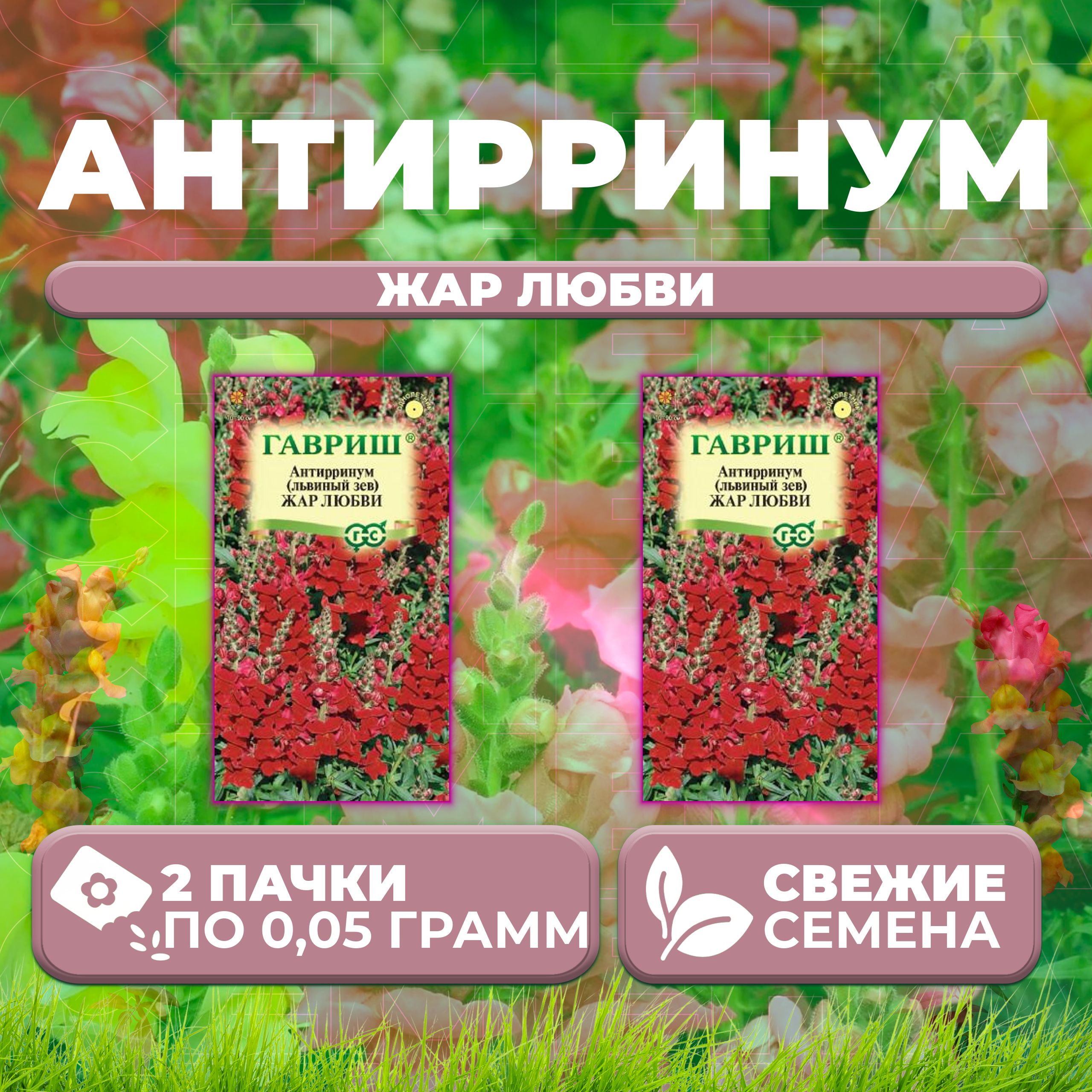 

Семена Антирринум (Львиный зев) Жар любви, 0,05г, Гавриш, Цветочная коллекция (2 уп)