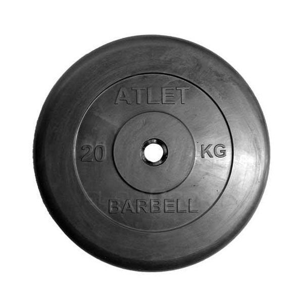 фото Диск обрезиненный черный mb atlet d-31 20кг mb barbell