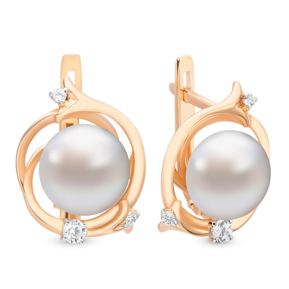 

Серьги из золота 585Gold 202013896, жемчуг культивированный; фианит, 202013896