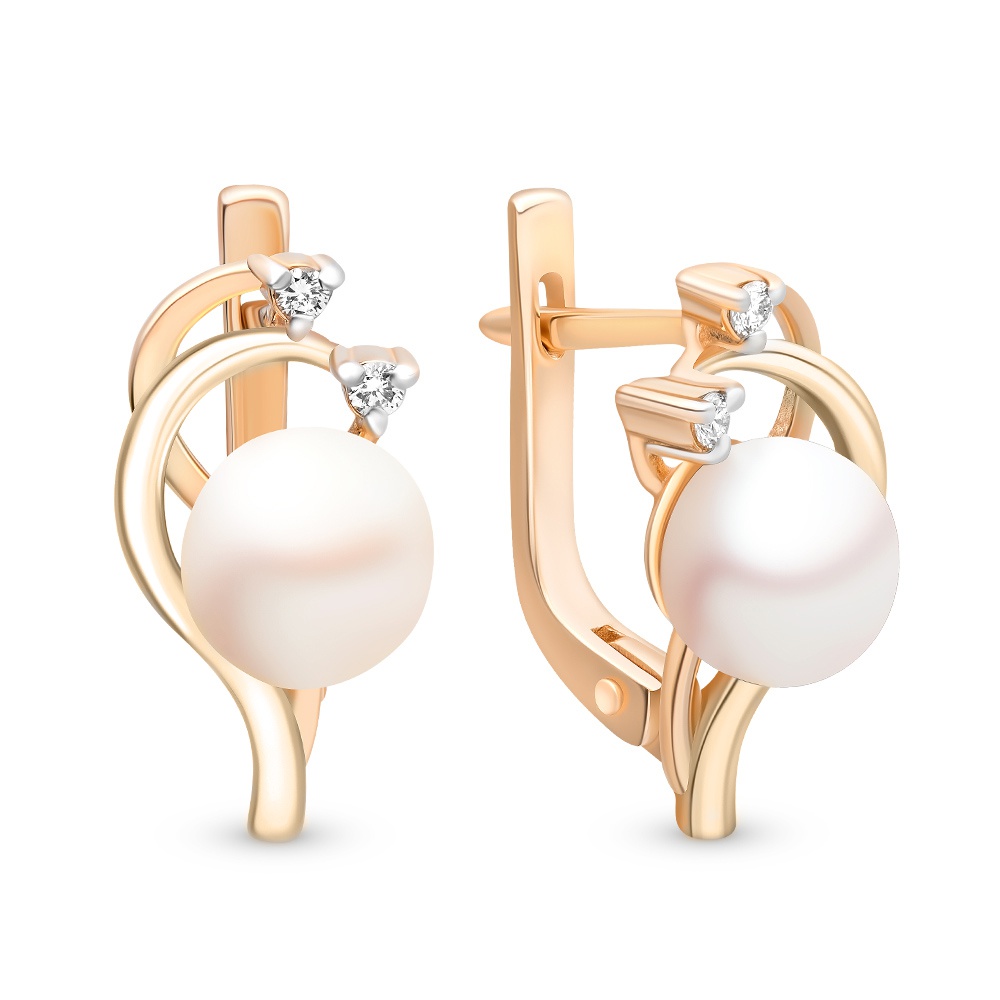

Серьги из золота 585Gold 202013894, жемчуг культивированный; фианит, 202013894