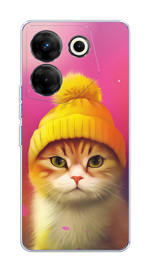 

Чехол на Tecno Camon 20 Pro 5G "Котик в шапочке", Розовый;желтый;бежевый, 304050-1