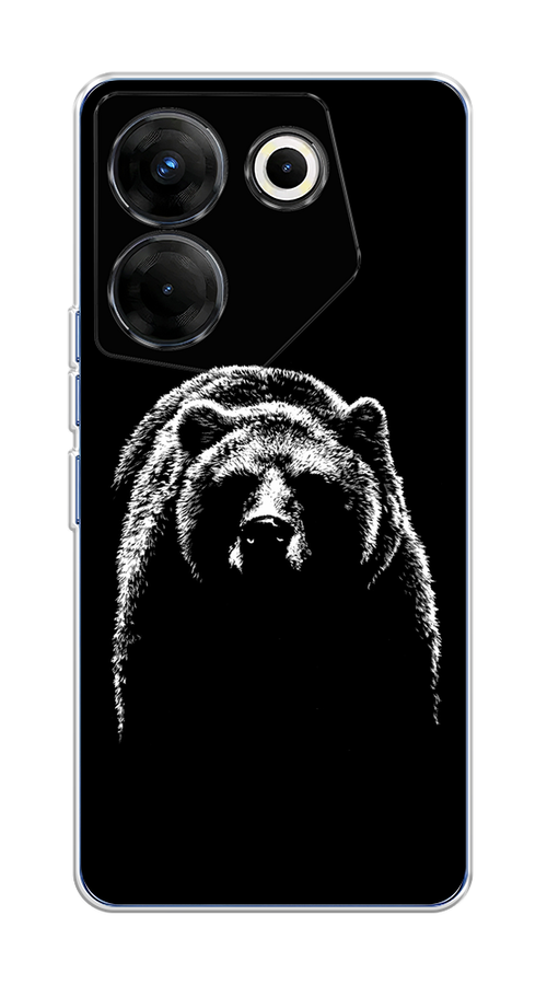 

Чехол на Tecno Camon 20 Pro 5G "Медведь в ночи", Белый;черный, 304050-1