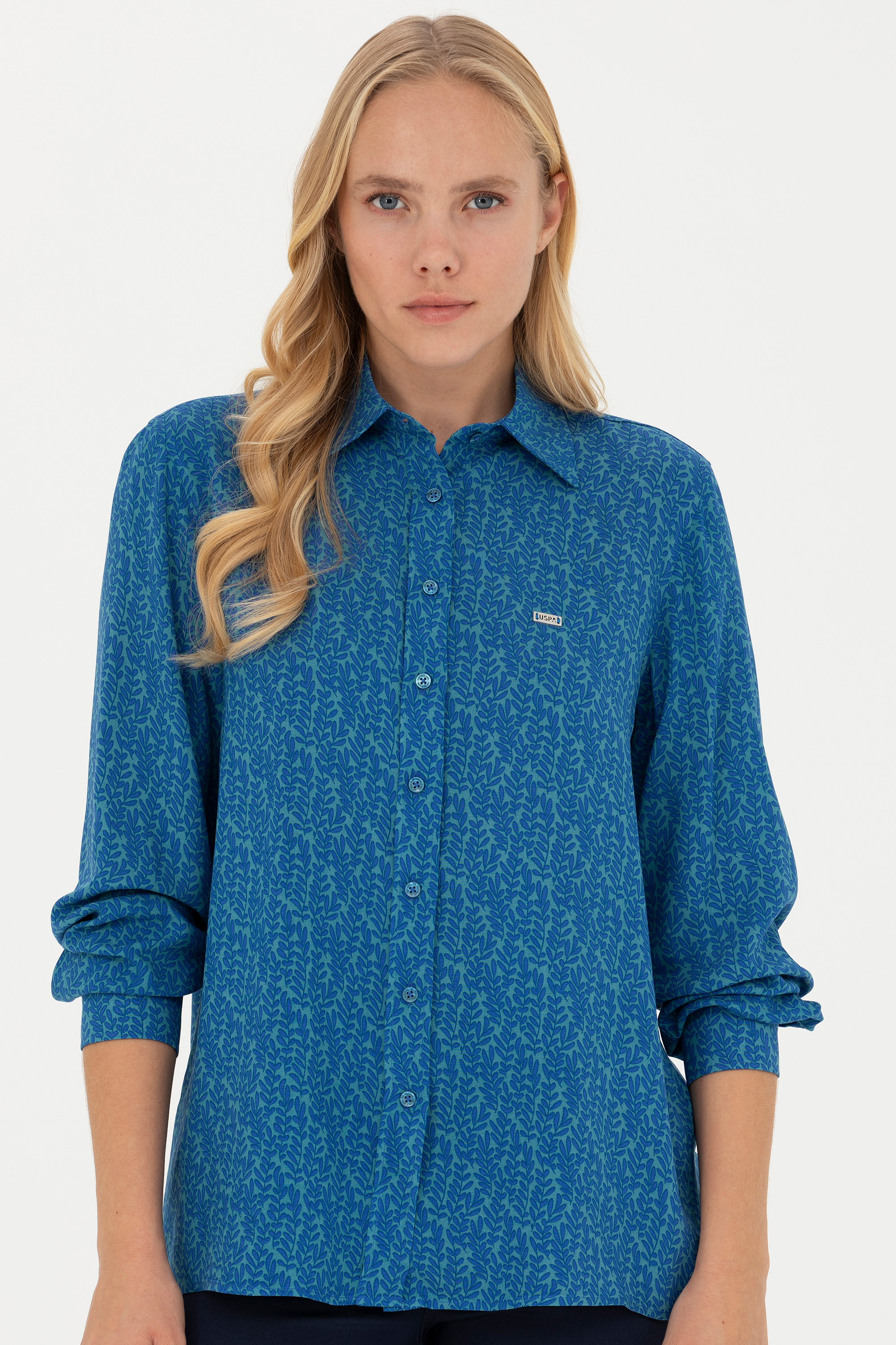 Рубашка женская US Polo Assn G082GL0040ASIL синяя 34