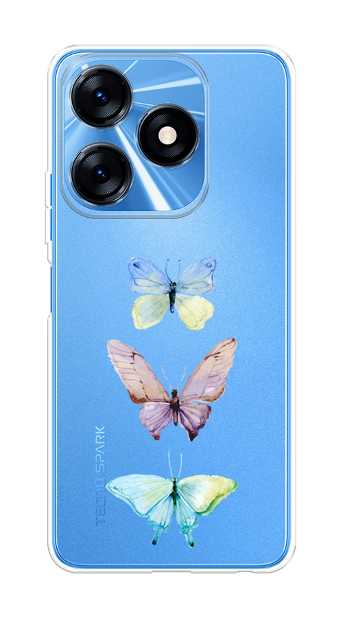 

Чехол на Tecno Spark 10/10C "Акварельные бабочки", Бирюзовый;розовый, 303550-1