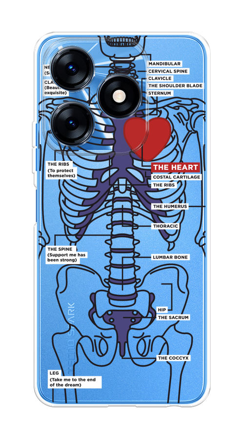 

Чехол на Tecno Spark 10/10C "Скелет человека", Прозрачный;синий;красный, 303550-1