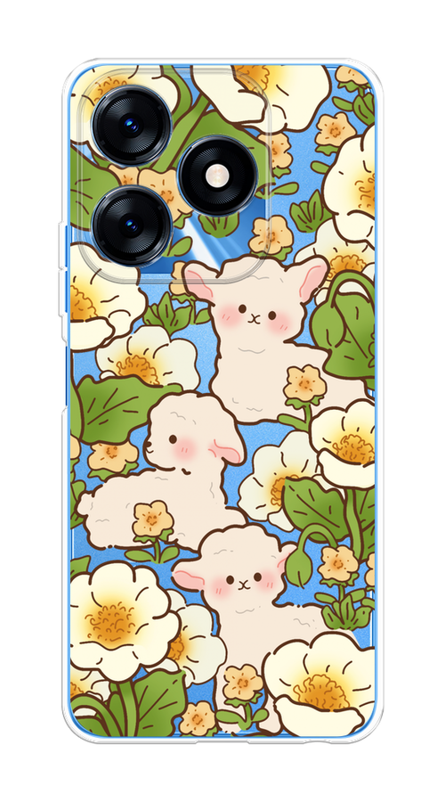 

Чехол на Tecno Spark 10/10C "Овечки в цветах", Зеленый;бежевый, 303550-1