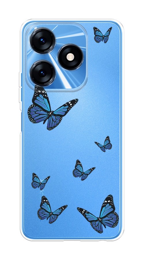 

Чехол на Tecno Spark 10/10C "Blue butterflies", Синий;черный, 303550-1