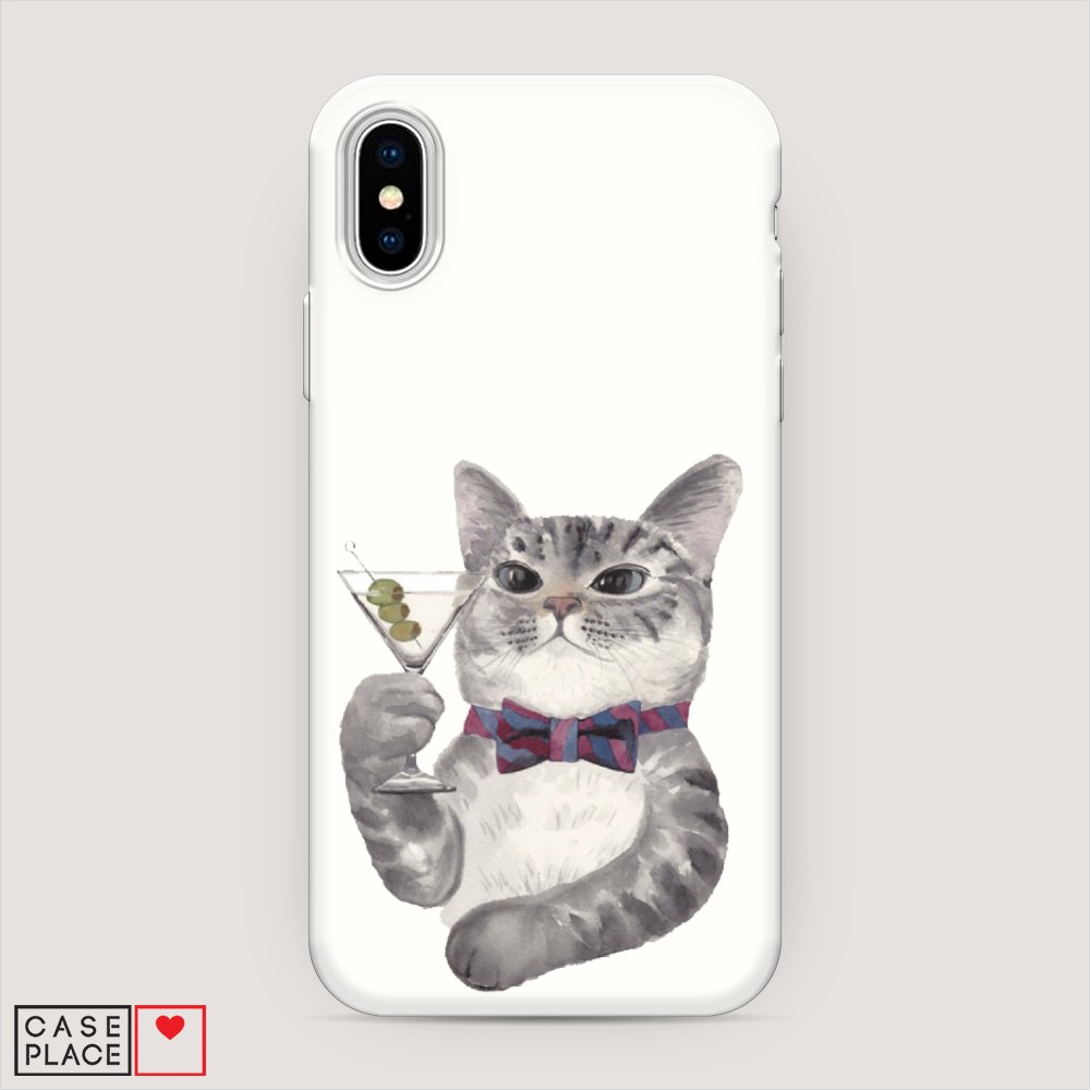 

Матовый силиконовый чехол "Кот джентльмен" на Apple iPhone XS (10S), Кот джентльмен