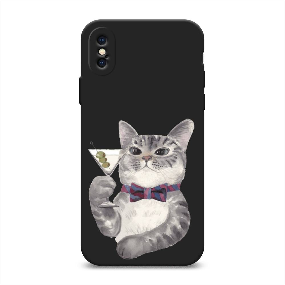 

Матовый силиконовый чехол "Кот джентльмен" на Apple iPhone XS (10S), Кот джентльмен