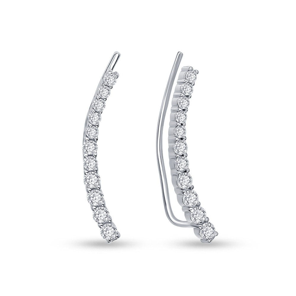 

Серьги клаймберы из серебра 585Gold 702011603, фианит, 702011603