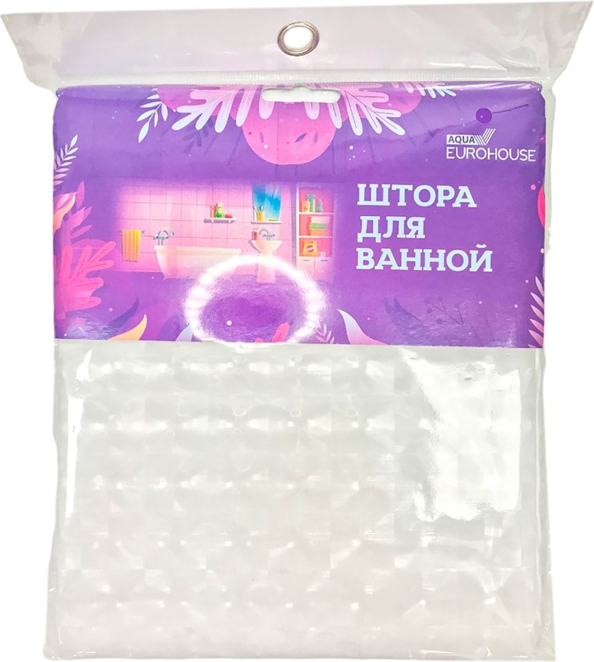 

Шторка для ванной 180 х 180 см белая, Прозрачный