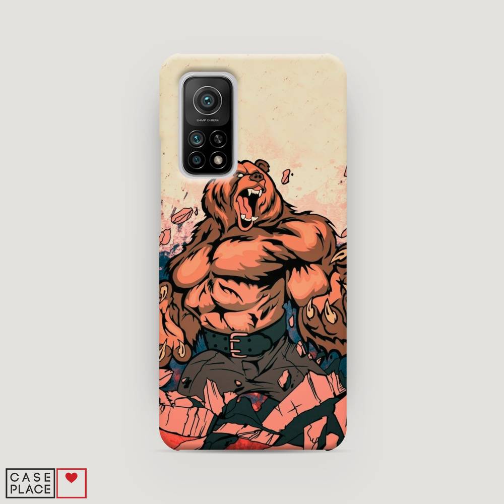 фото Пластиковый чехол "медведь с флагом рф" на xiaomi mi 10t awog