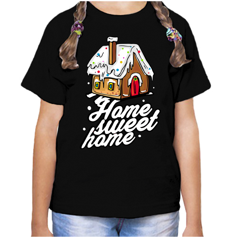 

Футболка девочке черная 34 р-р home sweet home, Черный, fdd_home_sweet_home