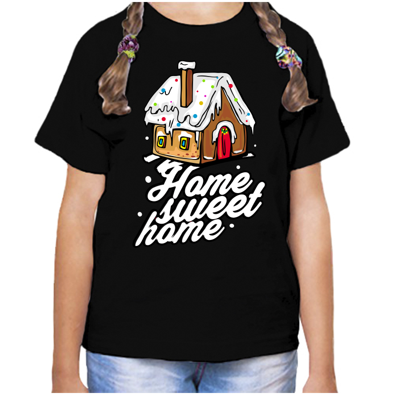 

Футболка девочке черная 30 р-р home sweet home, Черный, fdd_home_sweet_home