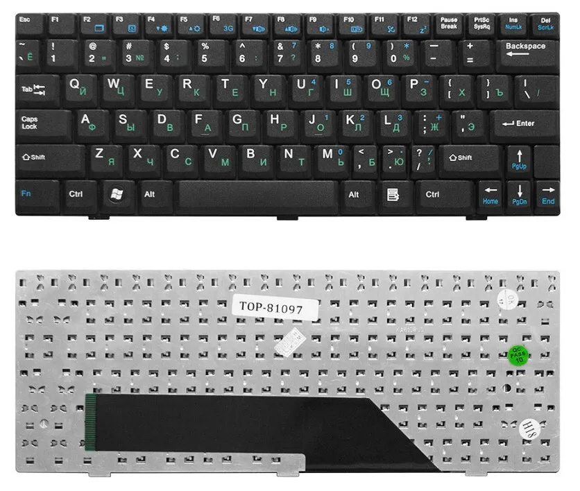 

Клавиатура для ноутбуков MSI Wind U90 U100 U110 U120 Series, Русская, Чёрная (S1N-1ERU261-