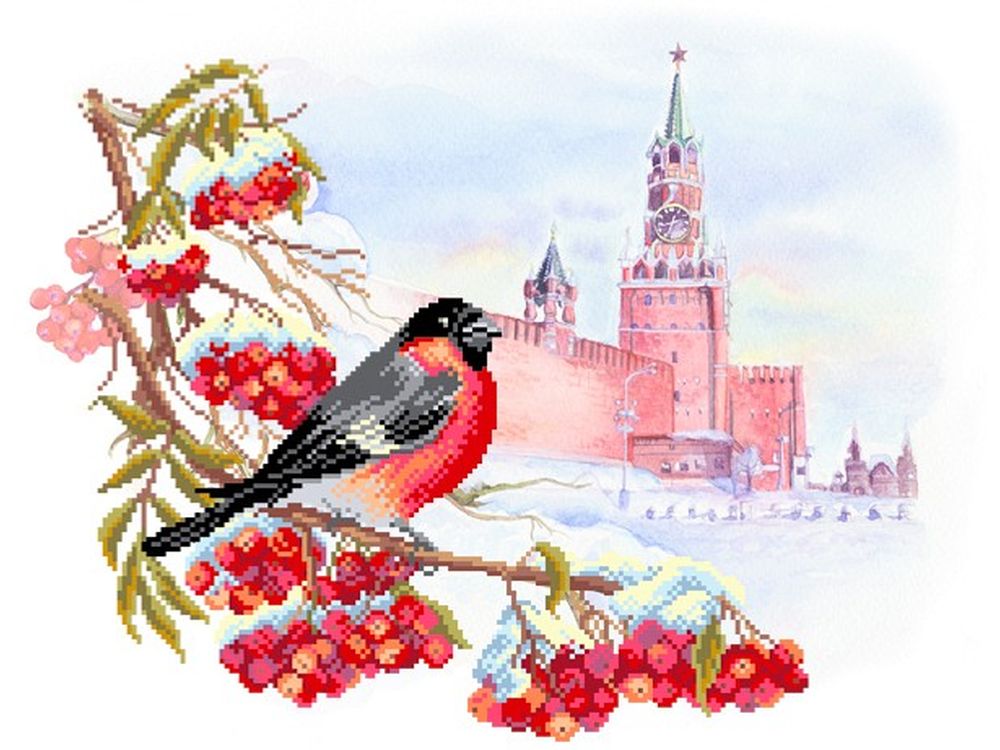 

Рисунок на шелке «Московская зима»