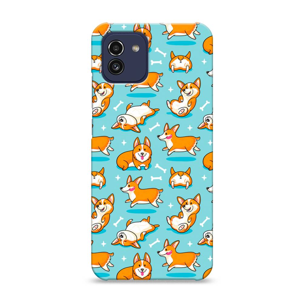 

Пластиковый чехол "Веселые корги" на Samsung Galaxy A03, 2104920-1