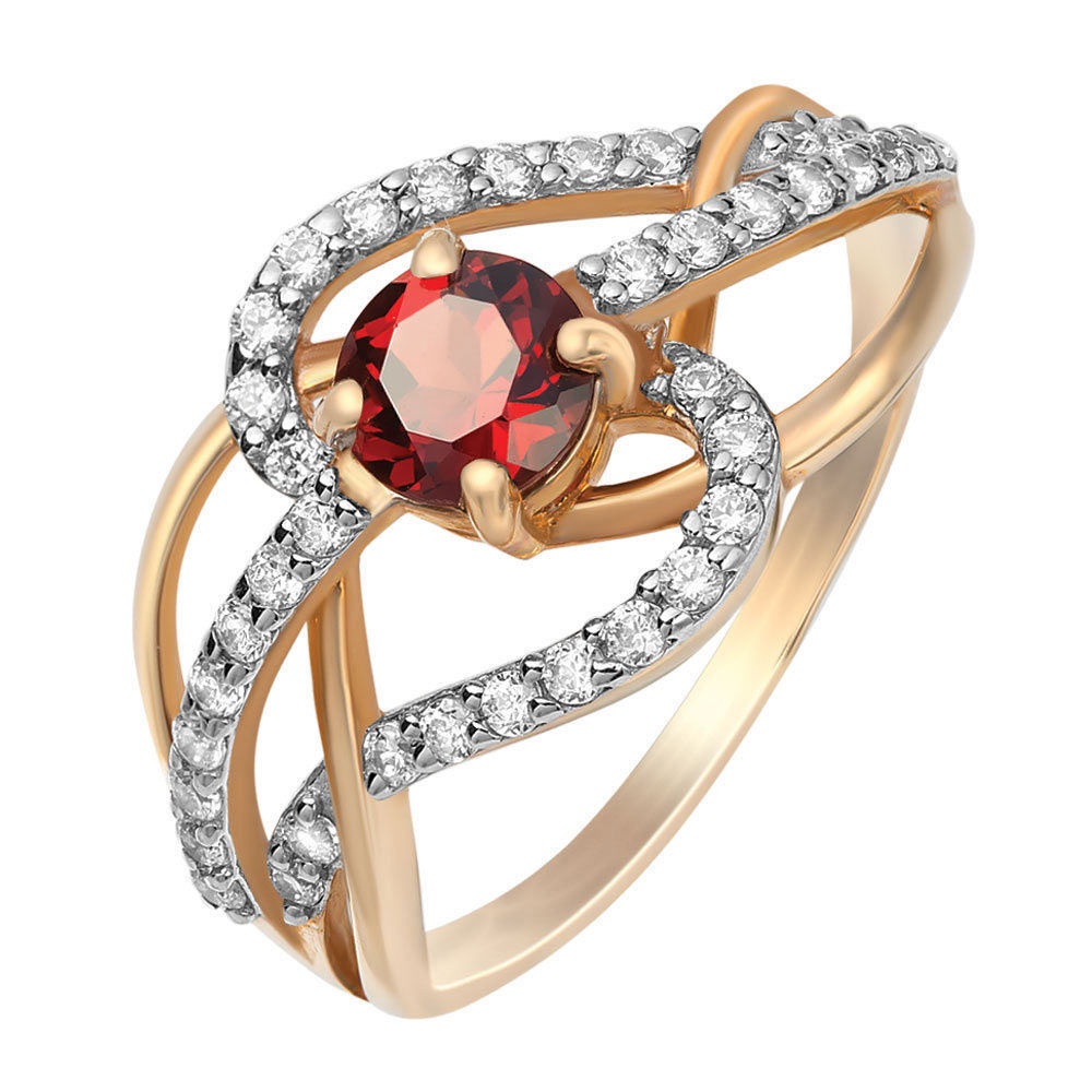 

Кольцо из золота р. , 585Gold 201017738, гранат\фианит, 201017738