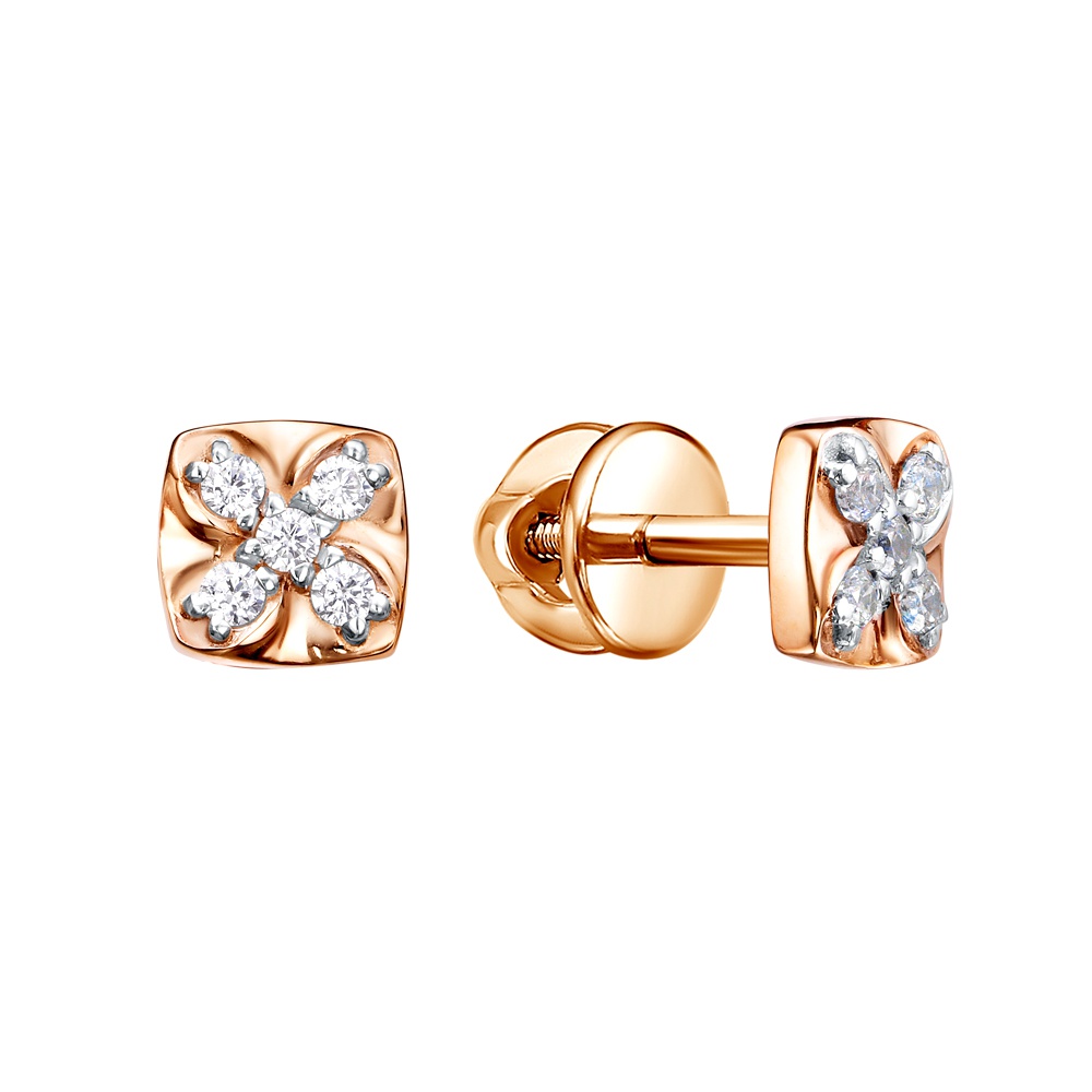 

Серьги пусеты из золота 585Gold 302007395, фианит, 302007395