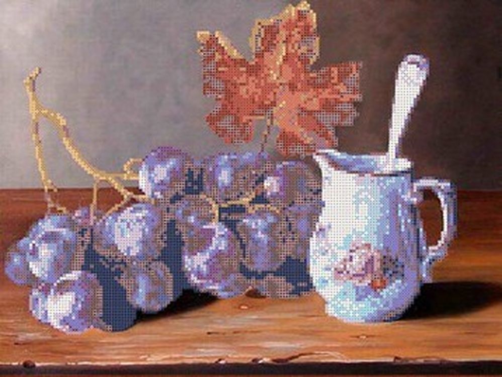 

Рисунок на ткани «Ветка винограда»