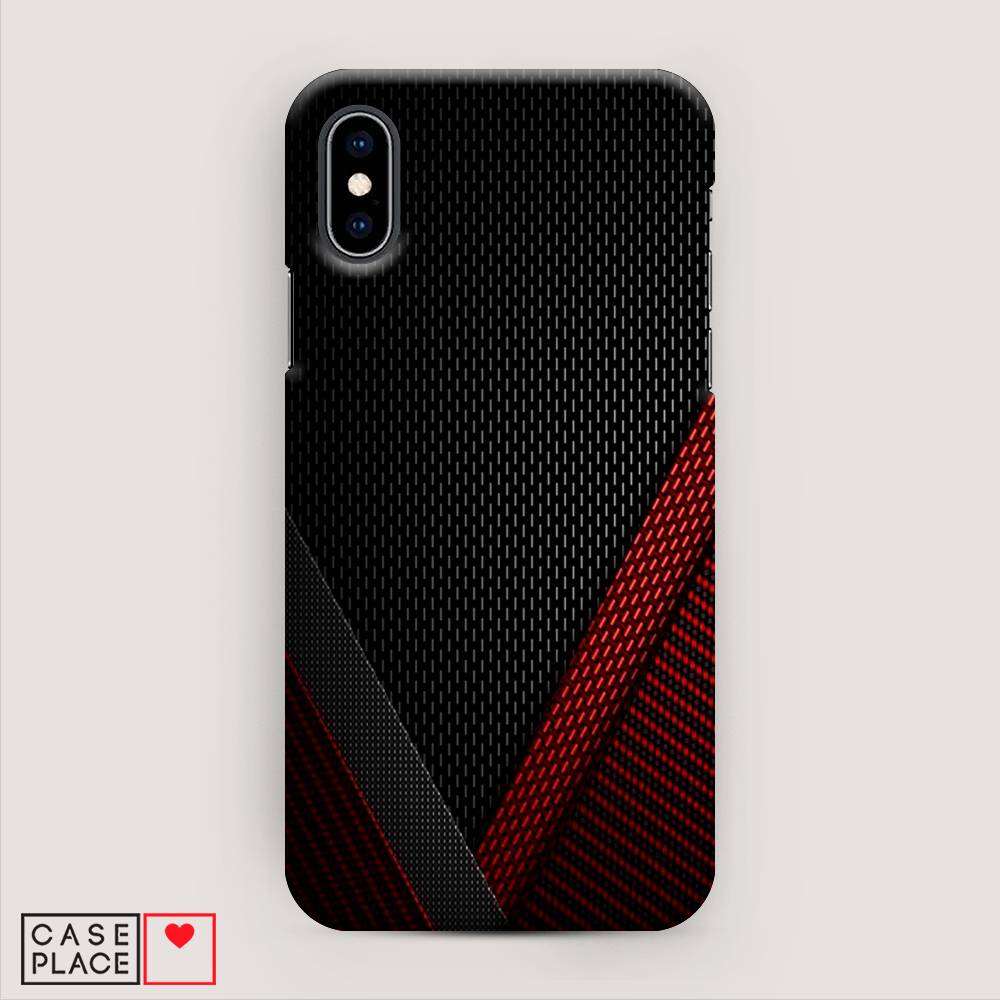 

Пластиковый чехол "Красный карбон" на Apple iPhone XS (10S), 11820-2
