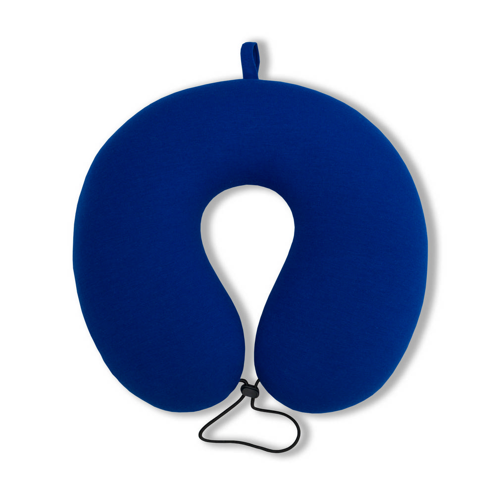 Подушка для шеи с фиксатором Штучки, к которым тянутся ручки синяя