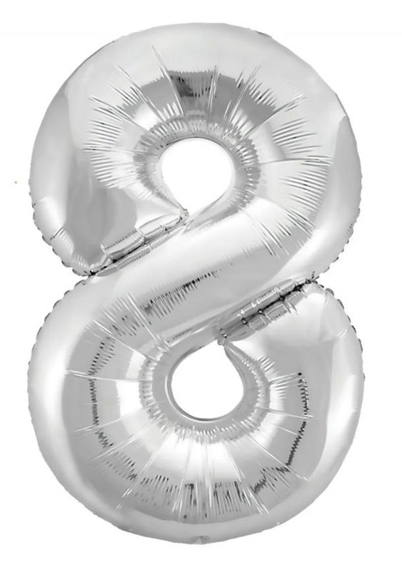 фото Шар фольга balloon цифра 8, 38*94 см., 1 штука, серебро