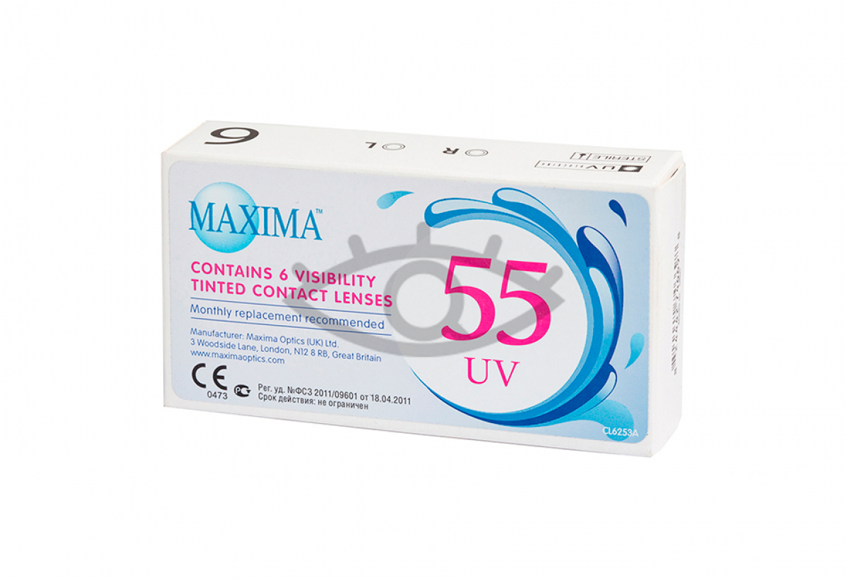

Контактные линзы Maxima 55 UV 1 месяц R. 8.9 SPH -2.50