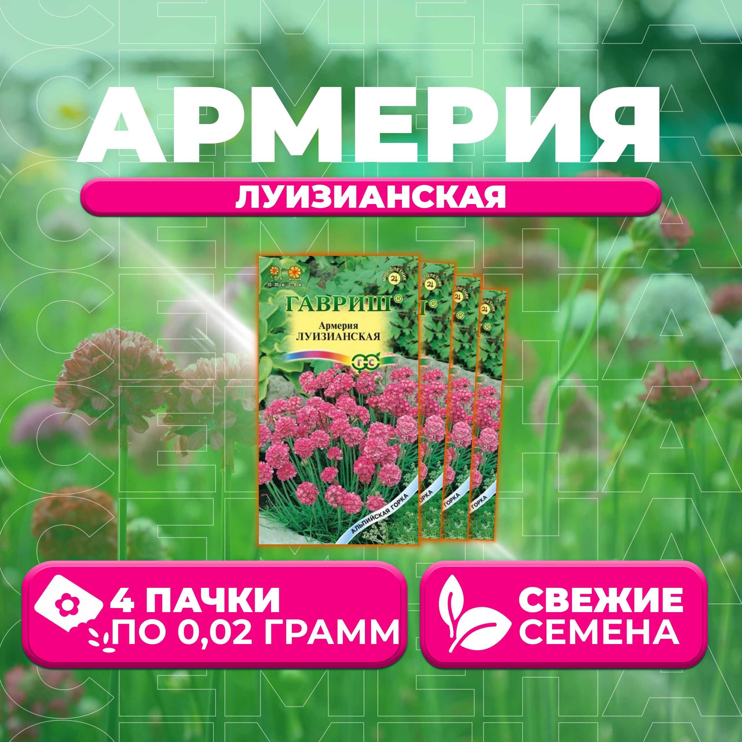 

Семена Армерия Луизианская, 0,02г, Гавриш, Альпийская горка (4 уп)