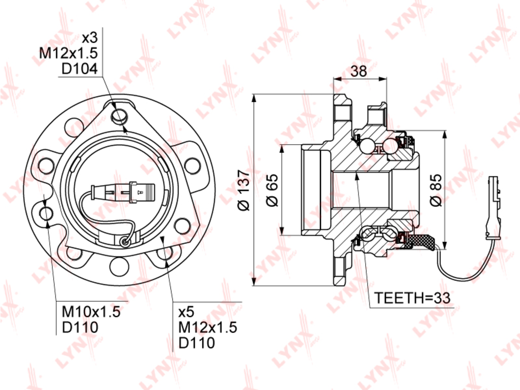 

Ступица Opel Astra H (05-10) Передняя Lynx Wh1086