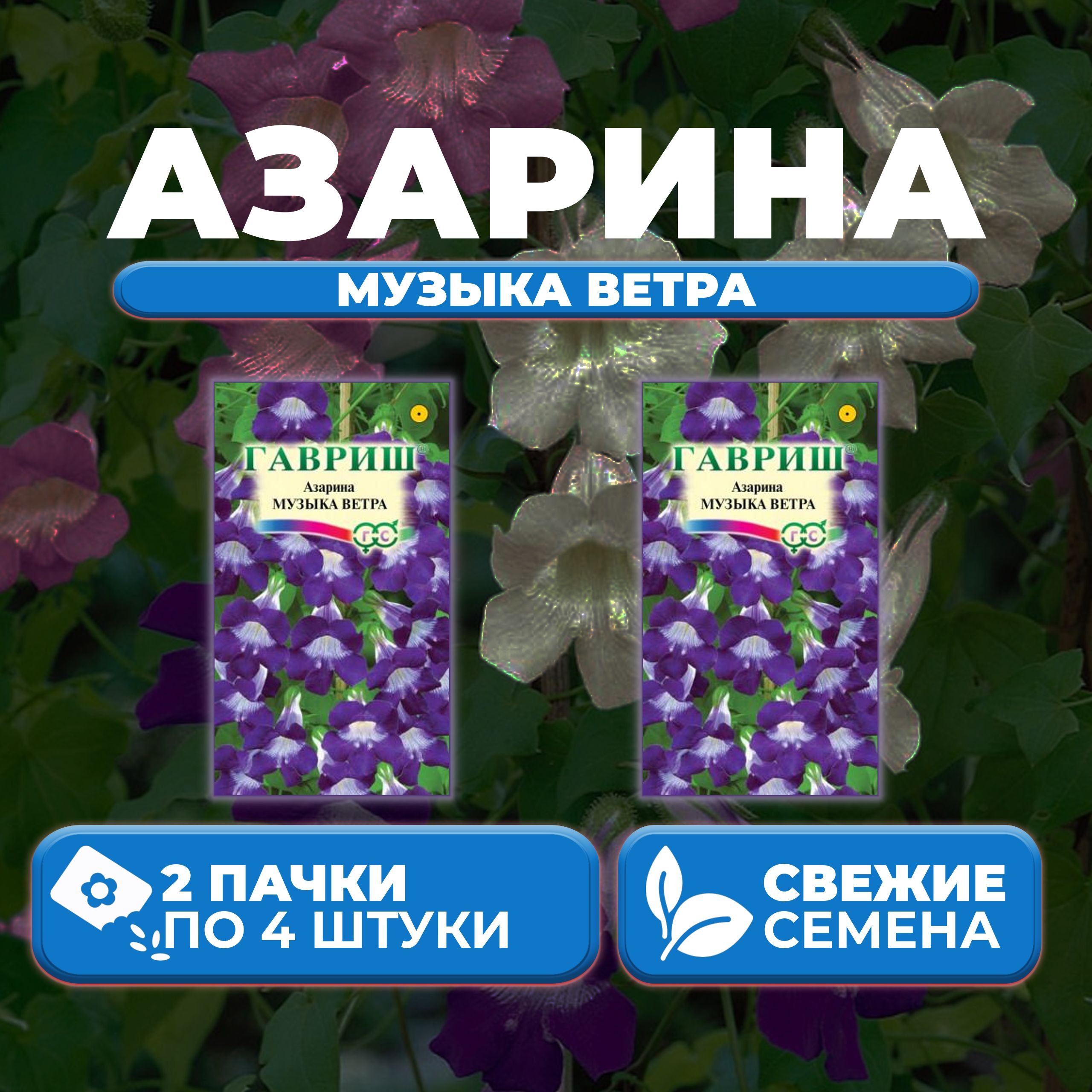 

Семена Азарина лазающая Музыка ветра, 4шт, Гавриш, Цветочная коллекция (2 уп)