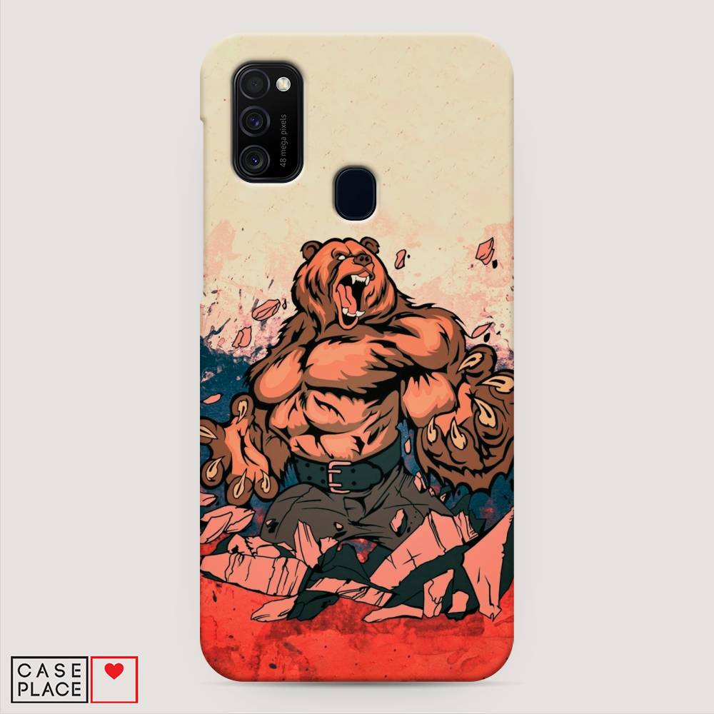 

Пластиковый чехол "Медведь с флагом РФ" на Samsung Galaxy M21, 29720-1