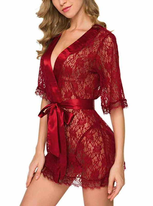 

Пеньюар кружевной Daniela с трусиками бордовый /L, Красный, EH2103-320Vin(M/L)