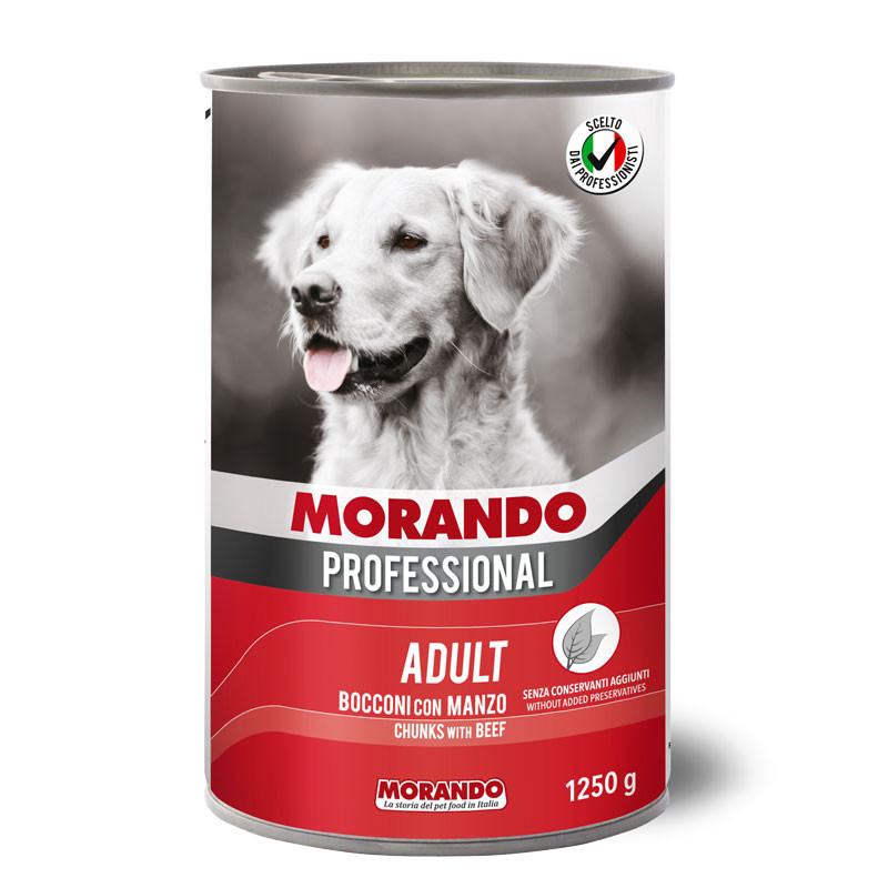 Влажный корм для взрослых собак Morando Professional кусочки с говядиной 12шт по 1,25кг