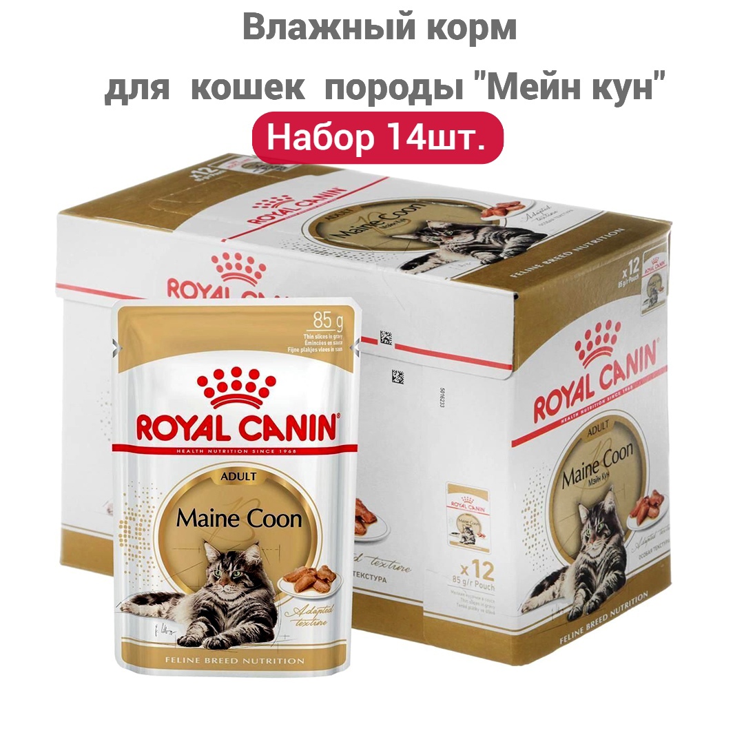 Влажный корм для кошек Royal Canin Maine Coon Adult, мясо, 14 шт по 85 г