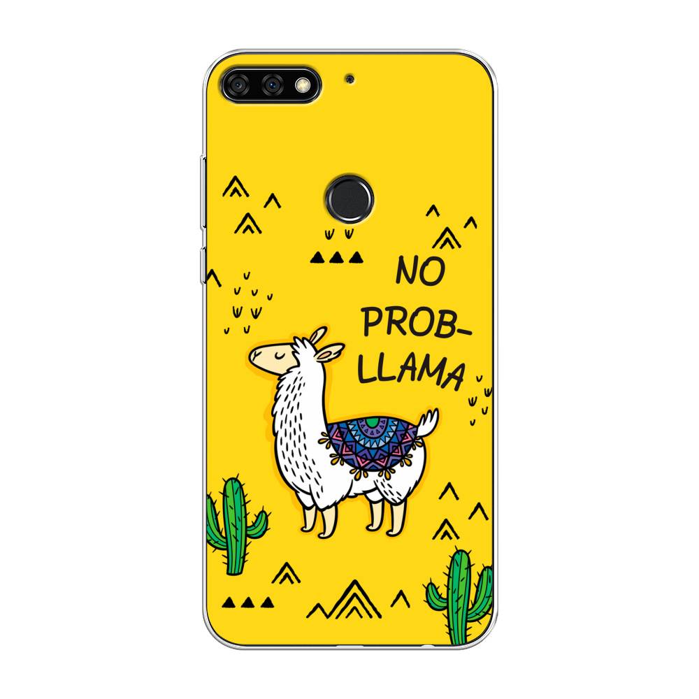 

Чехол Awog на Huawei Y7 Prime 2018 "No probLLama", Желтый;черный;синий, 66450-2