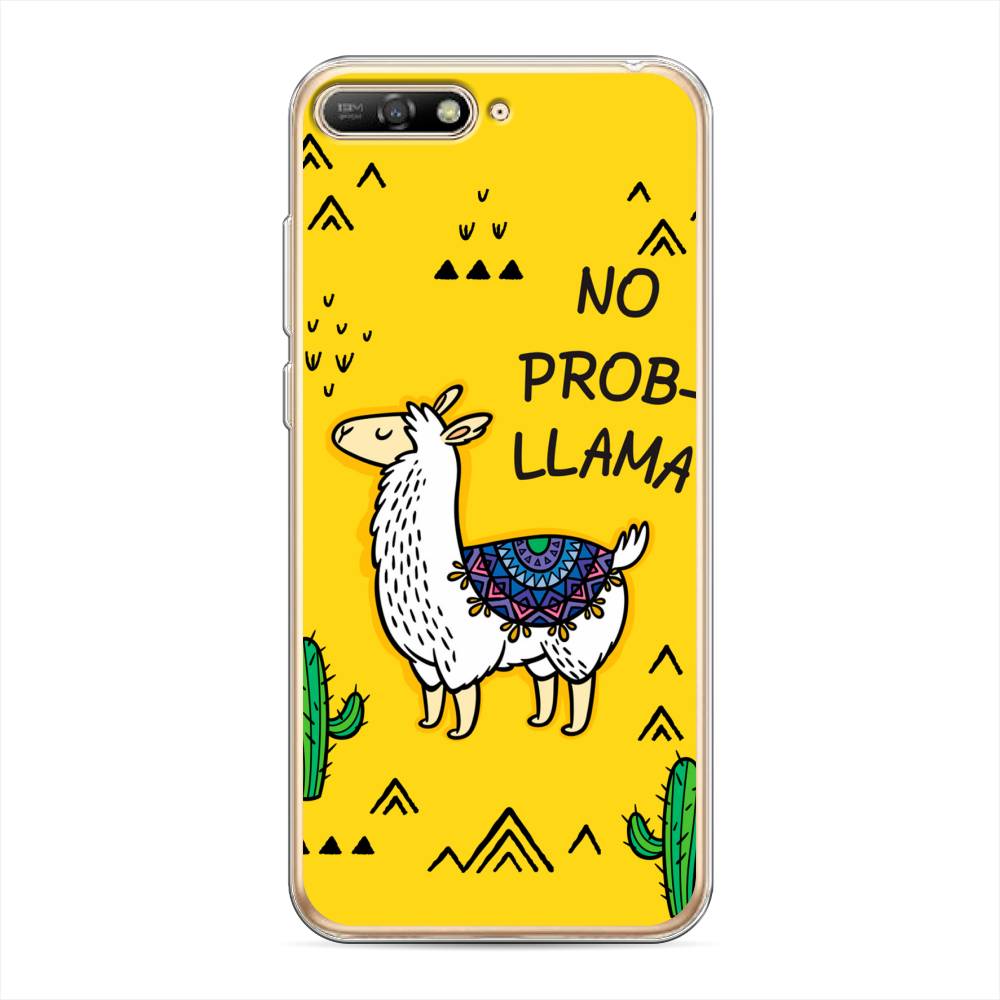 

Чехол Awog на Huawei Y6 2018 "No probLLama", Желтый;черный;синий, 67850-2