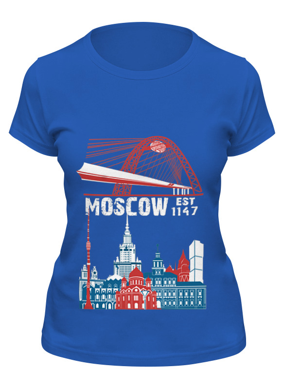 

Футболка женская Printio Moscow. establshed in 1147 синяя 2XL, Синий, Moscow. establshed in 1147