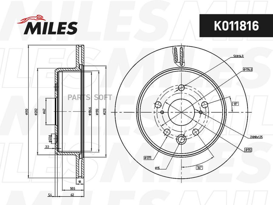 

Miles K011816 Диск Тормозной Lexus Gs 12-/Rc 14- Задний D 310Мм.