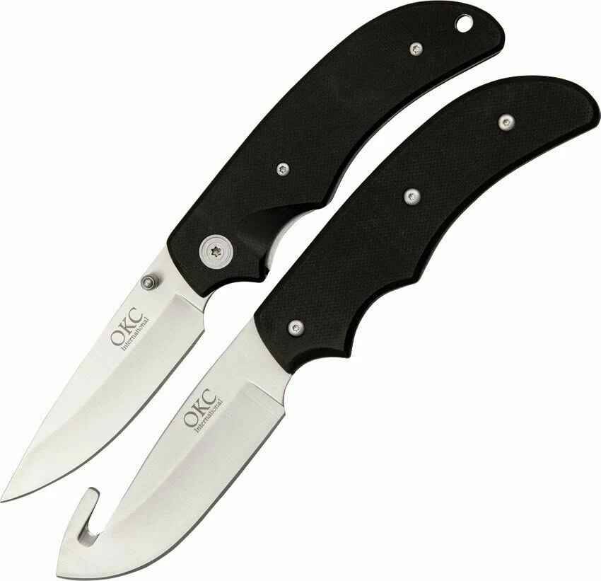 Охотничий набор: нож складной и нож фиксированный с крюком Ontario (Онтарио)