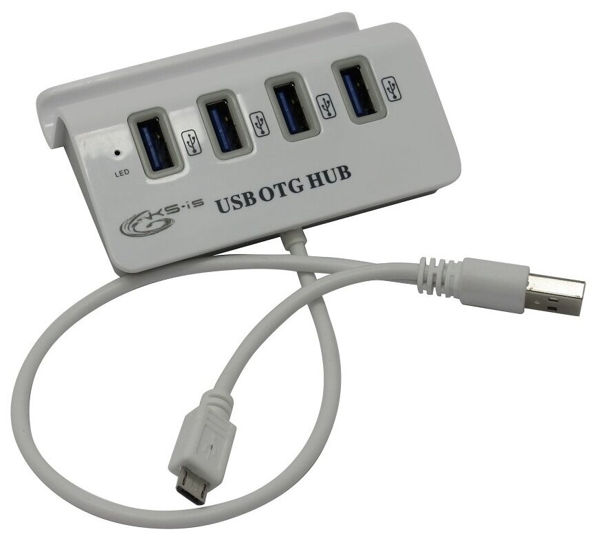 Хаб USB KS-is OTG - MicroUSB M Grey KS-341