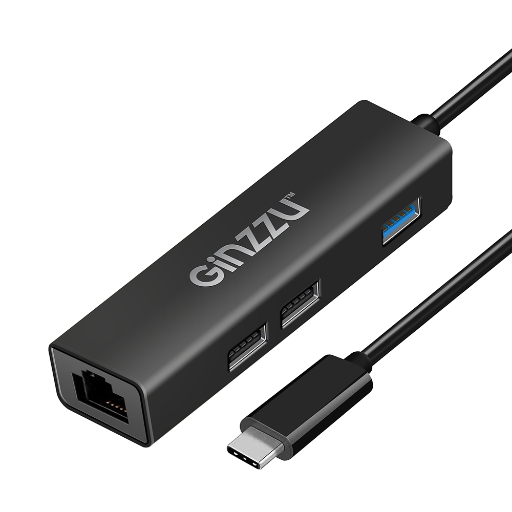 

Хаб USB Ginzzu GR-762UB USB Type-C-USB 3.0/2xUSB 2.0/RJ45 Black, GR-762UB