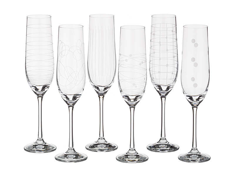 фото Набор бокалов для шампанского из 6 шт. виола микс 190 мл. высота 24 см. bohemia crystal
