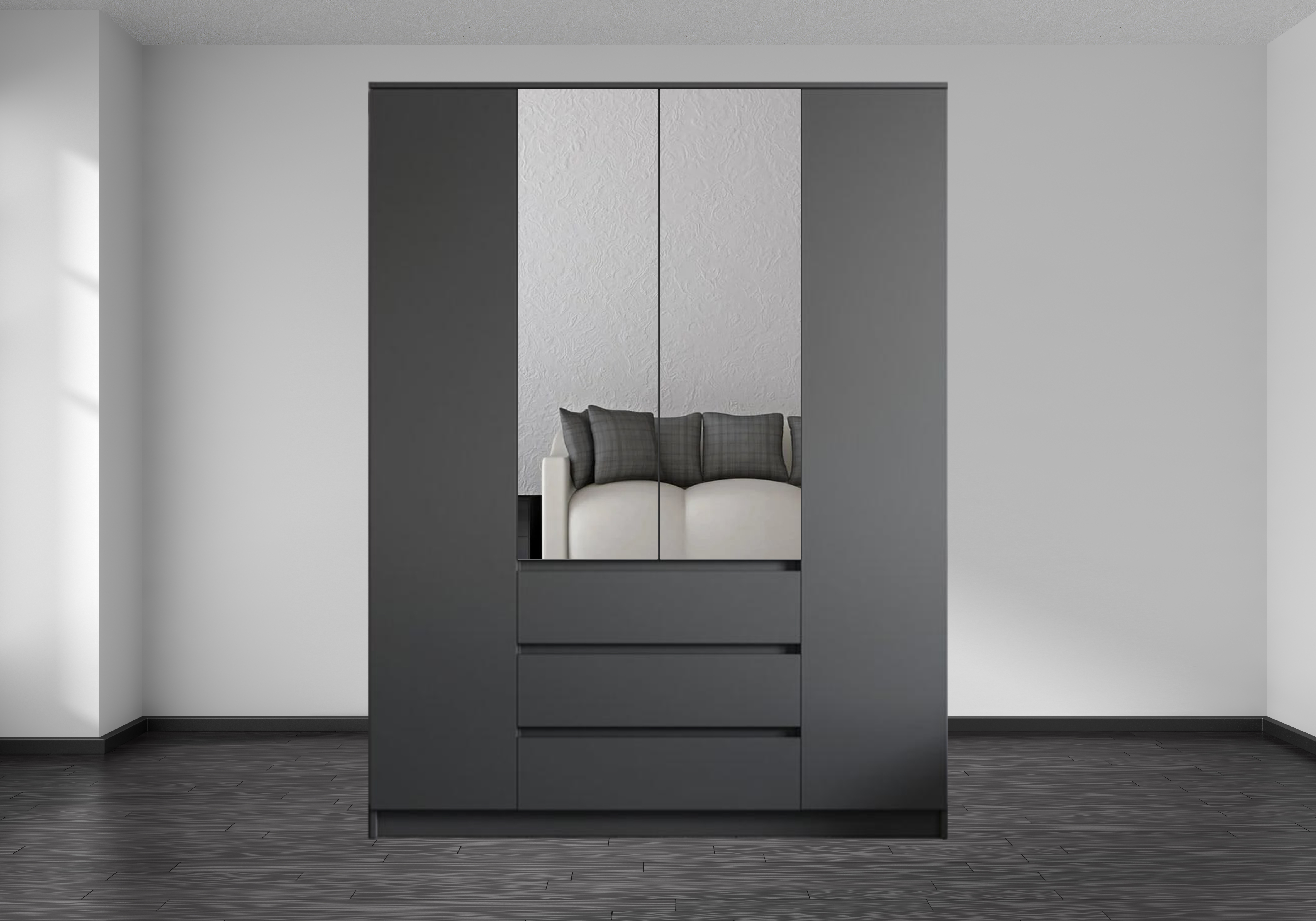 

Шкаф распашной QualisMebel Грааль Extra, 1600х650х2200, Графит, Серый, Грааль Extra