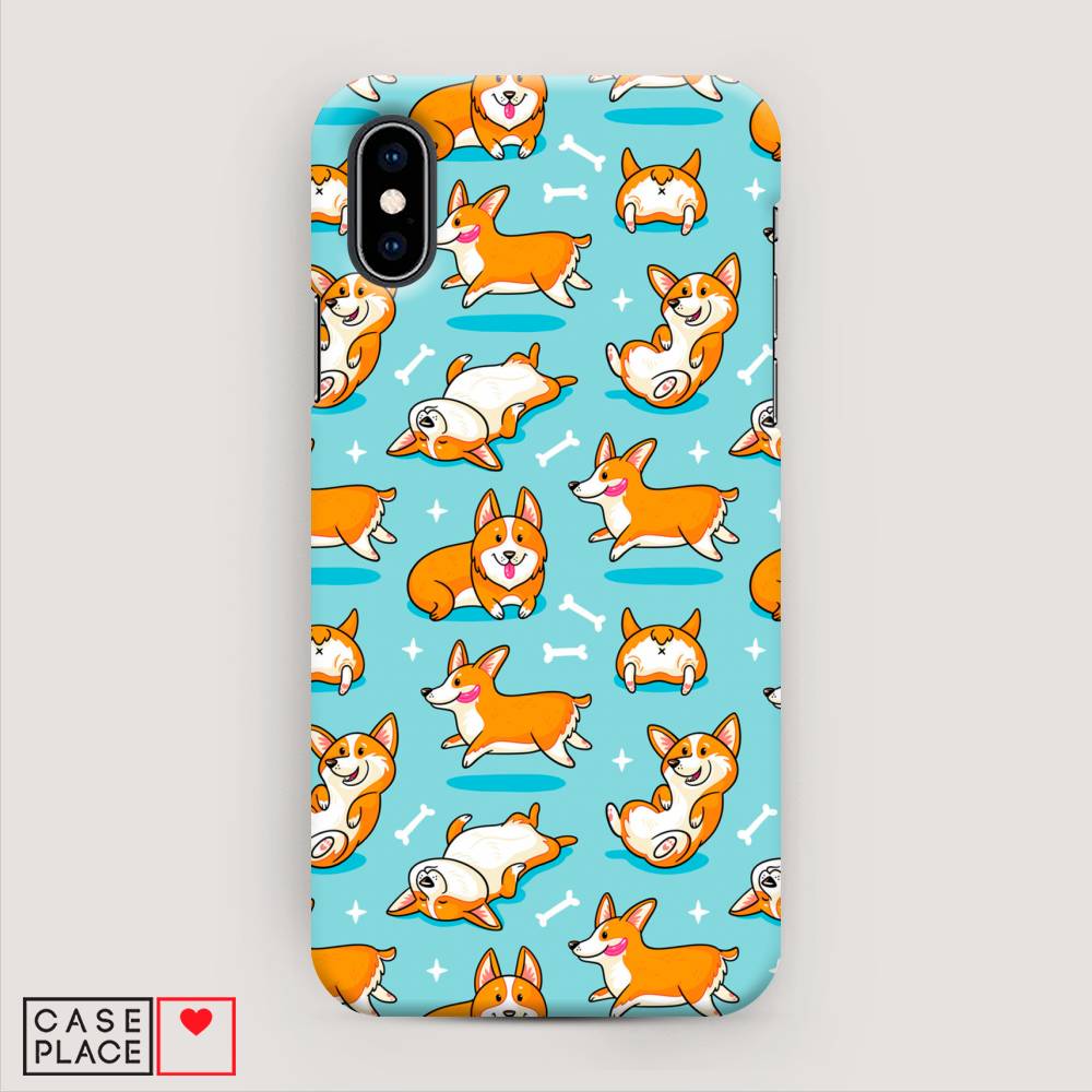 

Пластиковый чехол "Веселые корги" на Apple iPhone X (10), 11020-1