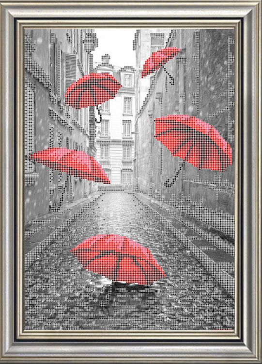 фото Рисунок на ткани «красные зонтики» rk larkes
