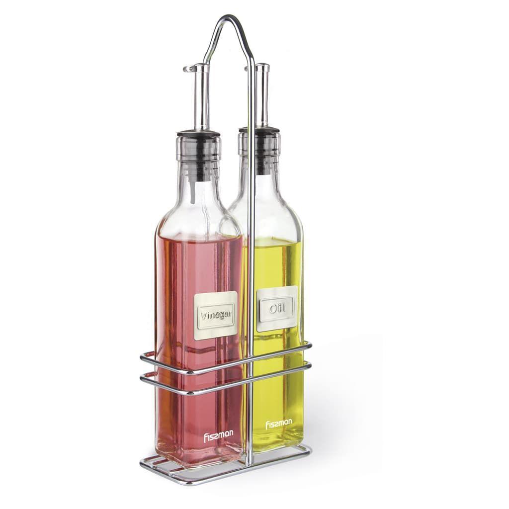 Бутылки для масла и уксуса Fissman набор из 3 предметов 250мл, стекло, подставка 6518_