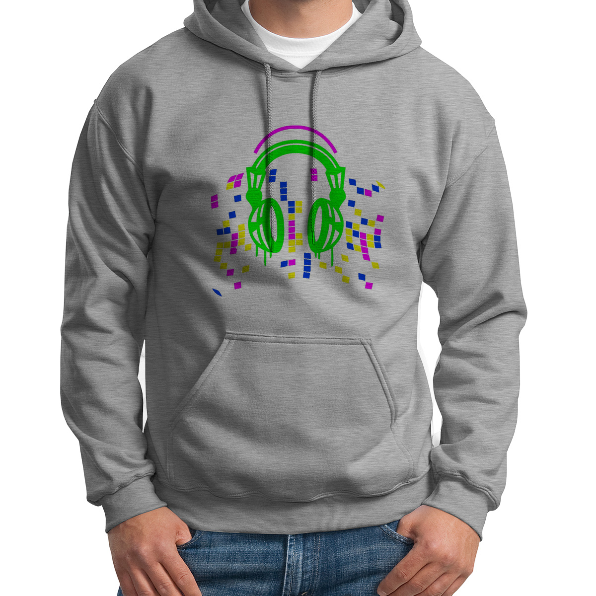 

Худи унисекс CoolPodarok наушники DJ серое 50 RU, Серый, S0113234